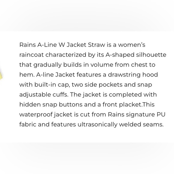 NEW. RAINS A-line Women’s Jacket - Picture 4 of 8